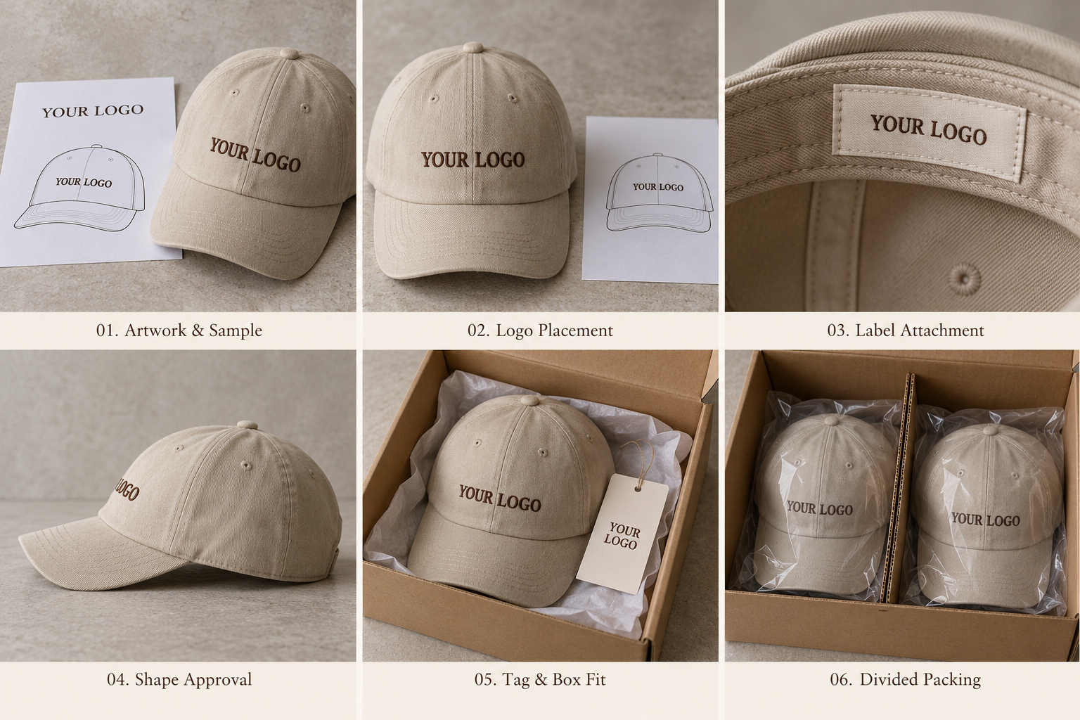 Oatmeal private label cap checks and protective packing.